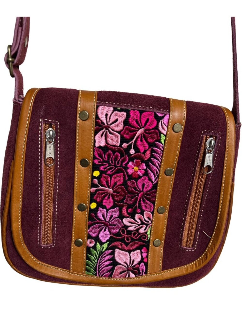Lema Aparina Embroidered Suede Purse